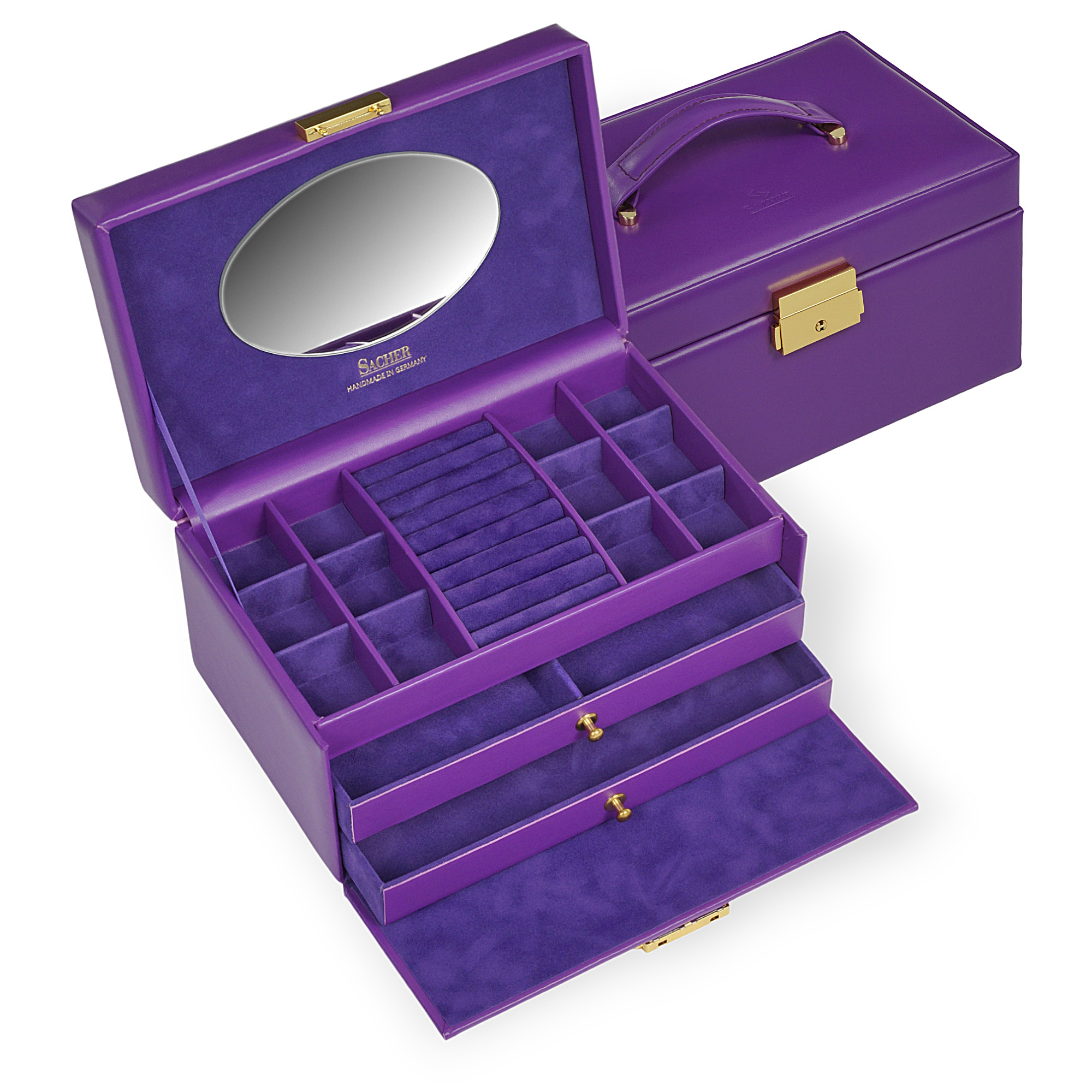 Emma colisimo jewellery box / violet (full cowhide) 