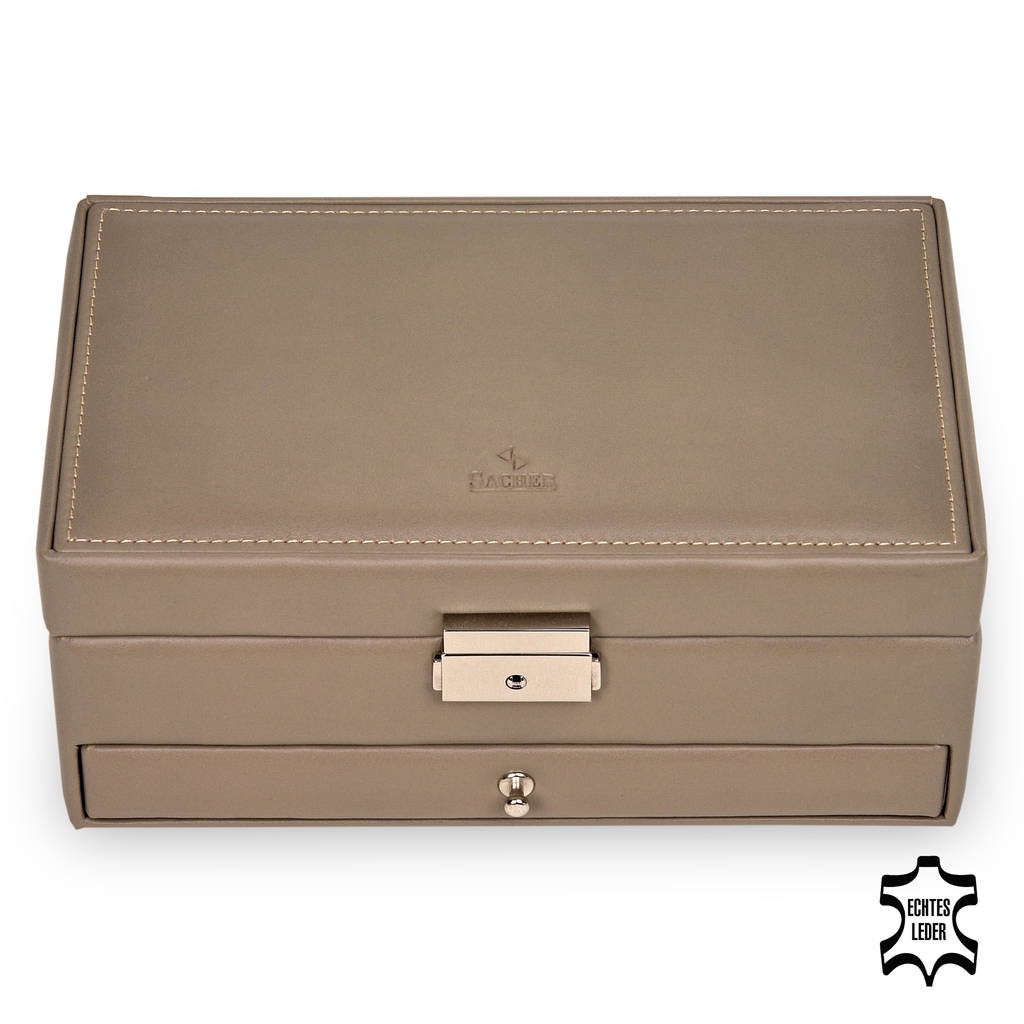 Jewellery box Helen nature / taupe (leather) 