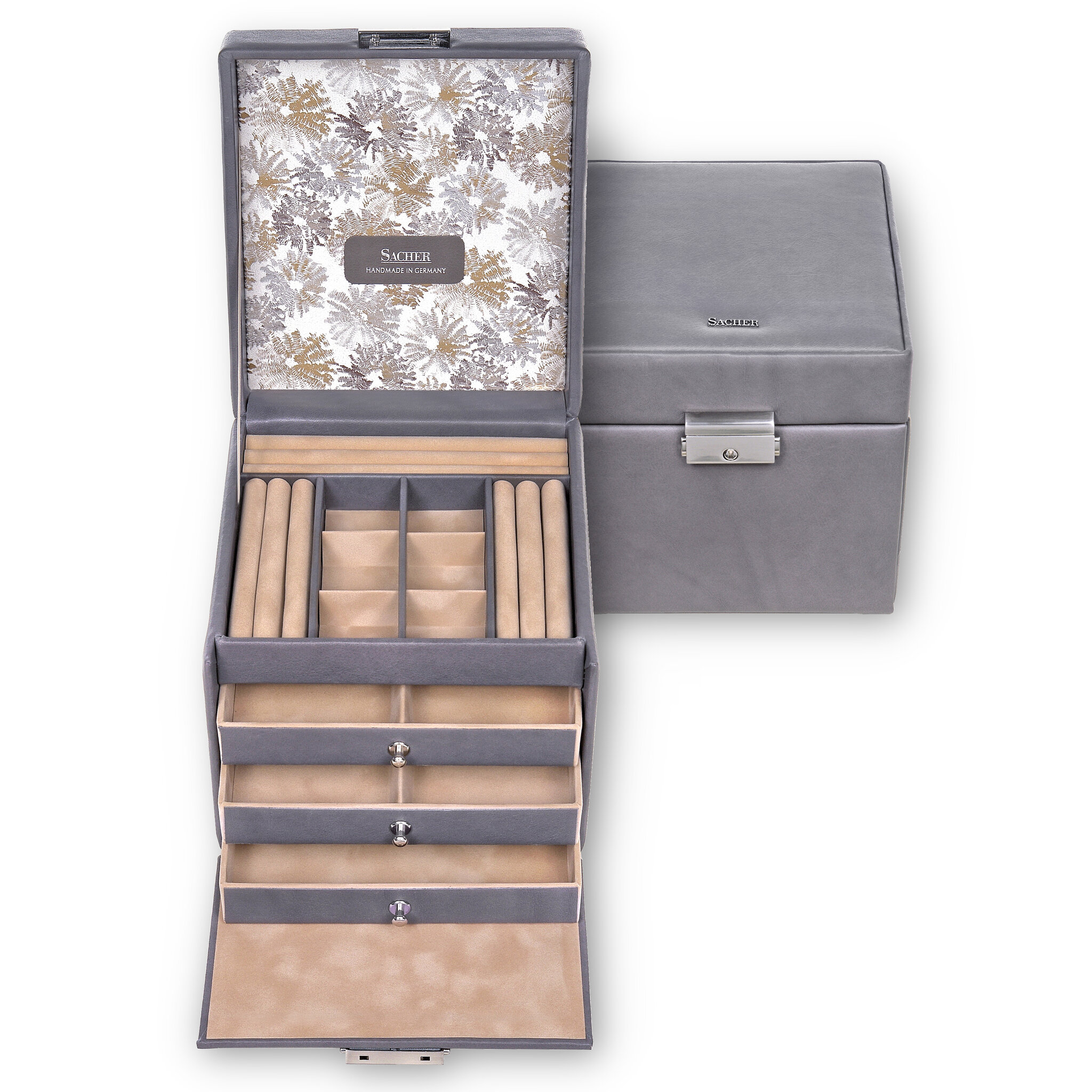 Jewellery box Evita fleur venice / grey (leather) 