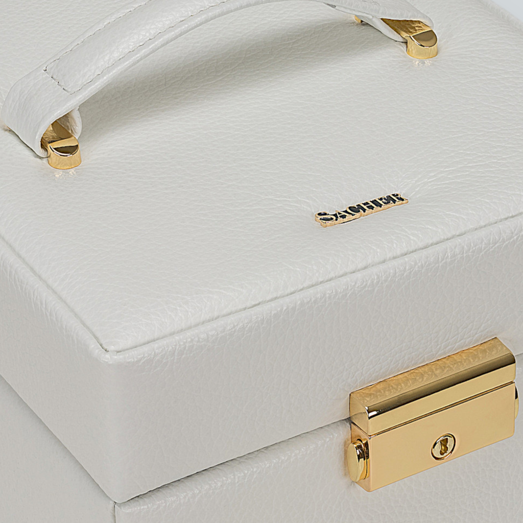 Schmuckkasten Evita granello / weiß (Vollrindleder) 