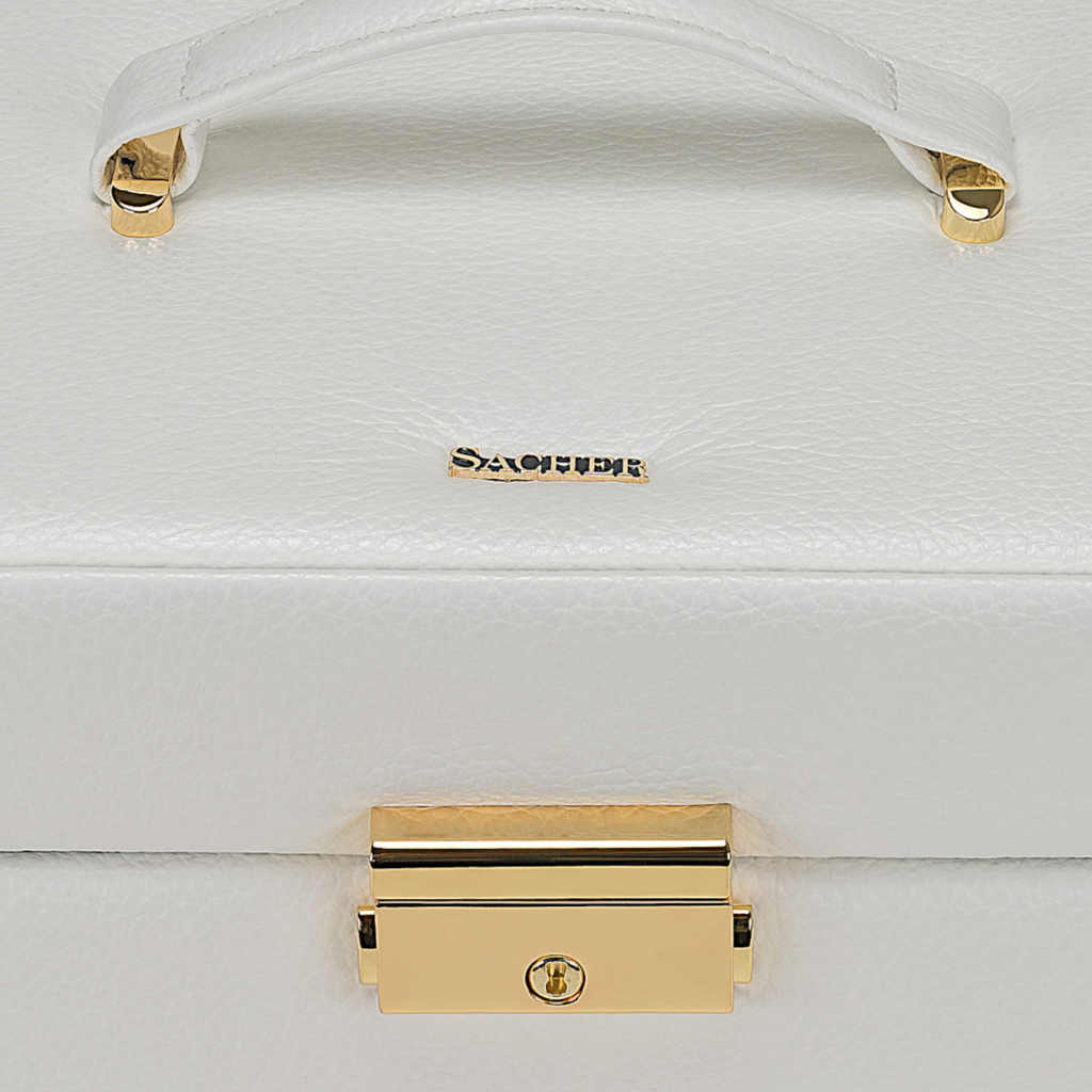 Schmuckkasten Evita granello / weiß (Vollrindleder) 