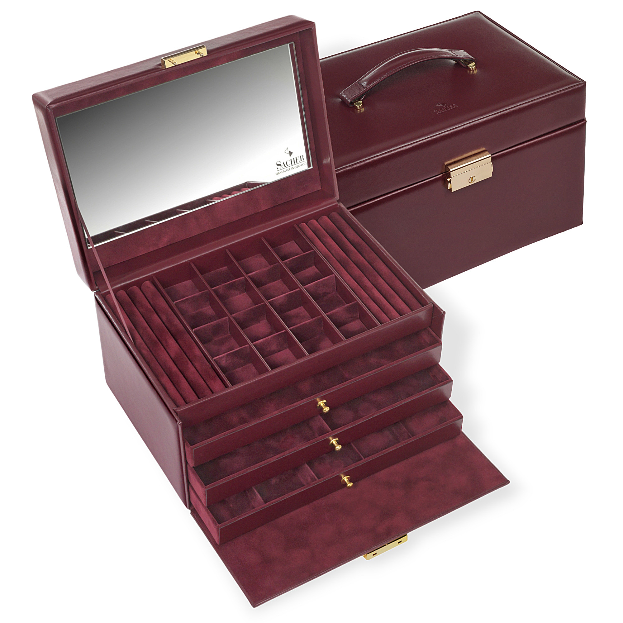 Jewellery box Lena acuro / bordeaux (leather) 