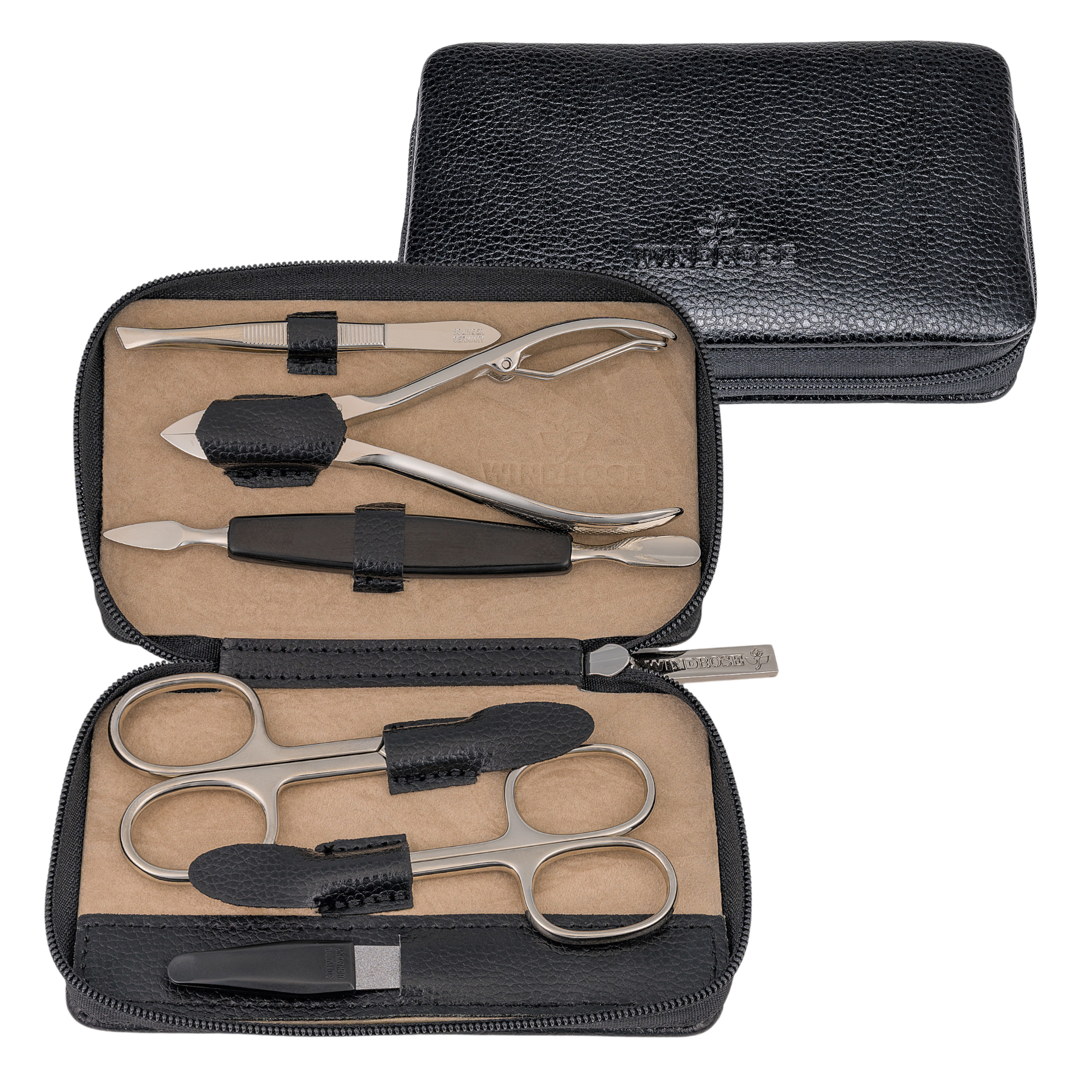 6-teilig Maniküretui beluga / schwarz (Leder) 