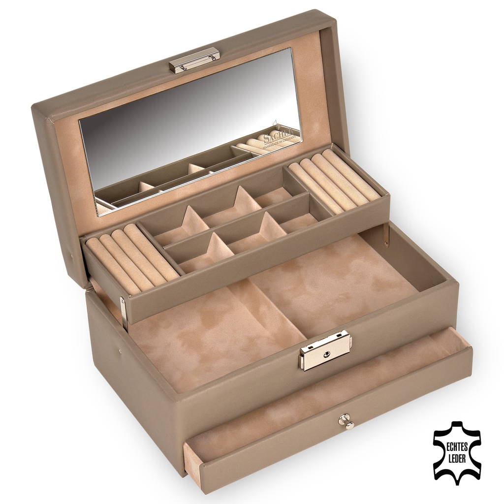 Jewellery box Helen nature / taupe (leather) 