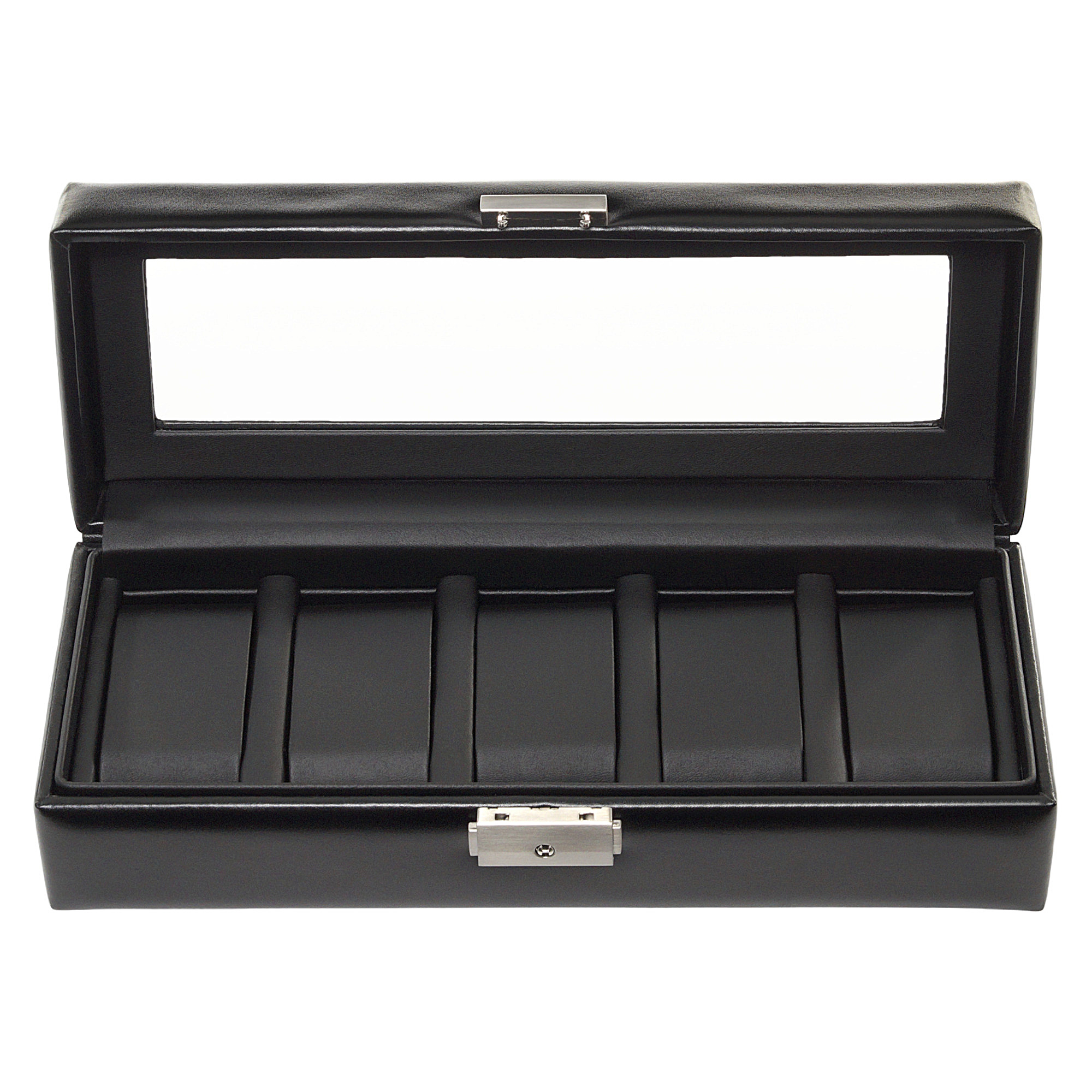 Watch case for 5 watches black exclusive / black (leather) 