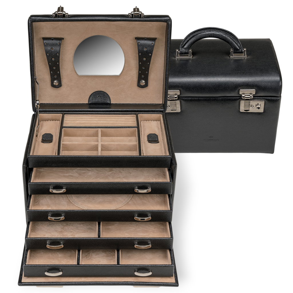 Schmuckoffer beluga / schwarz (Leder) 