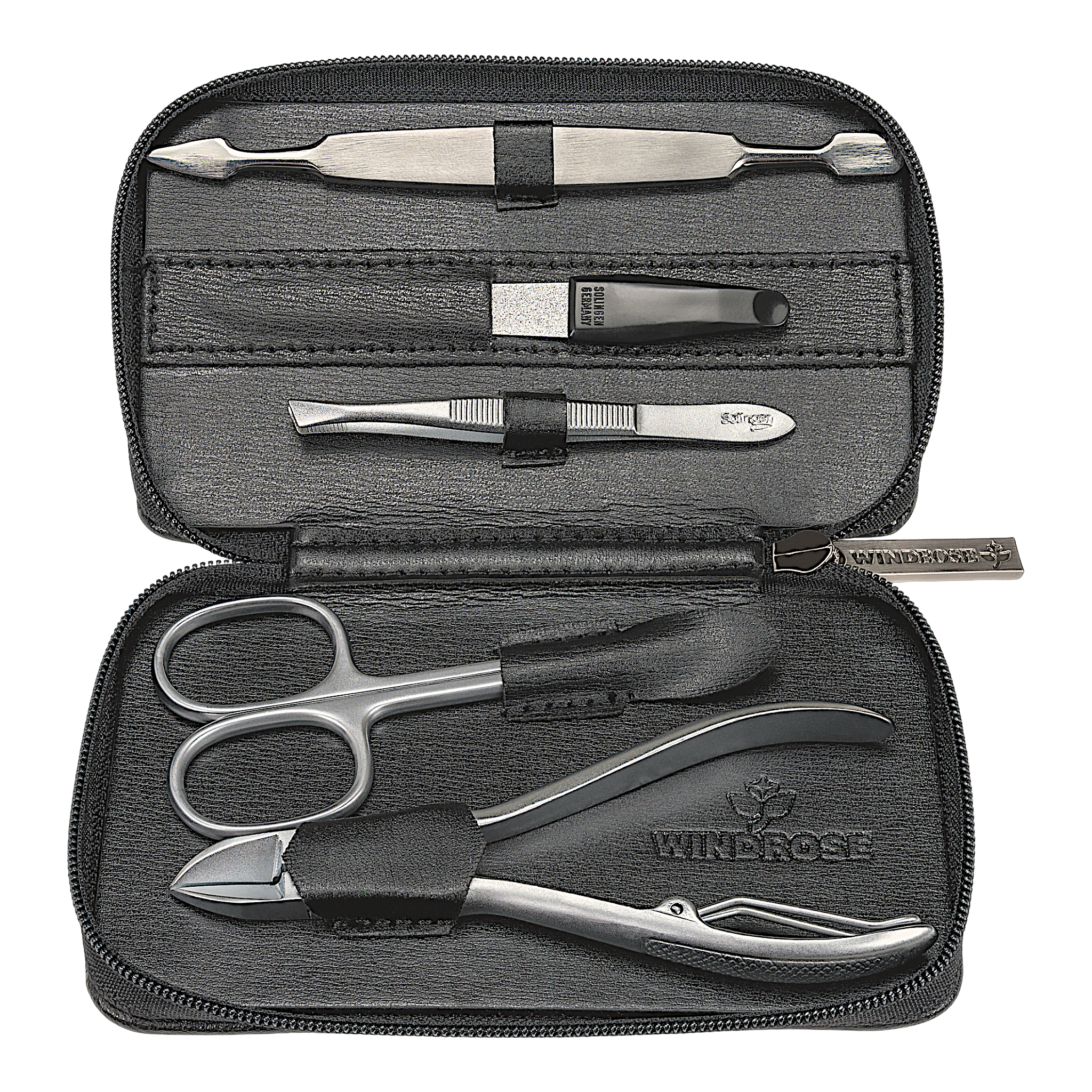 5-teilig Maniküretui ambiance / schwarz (Leder) 