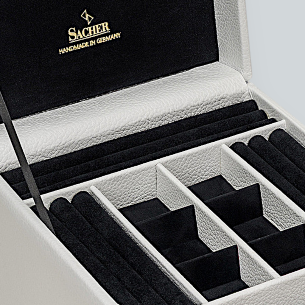 Schmuckkasten Evita granello / weiß (Vollrindleder) 