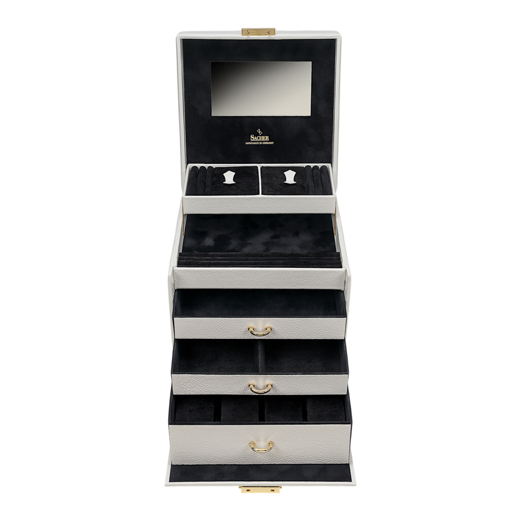 Schmuckkasten Lisa granello / weiß (Vollrindleder) 