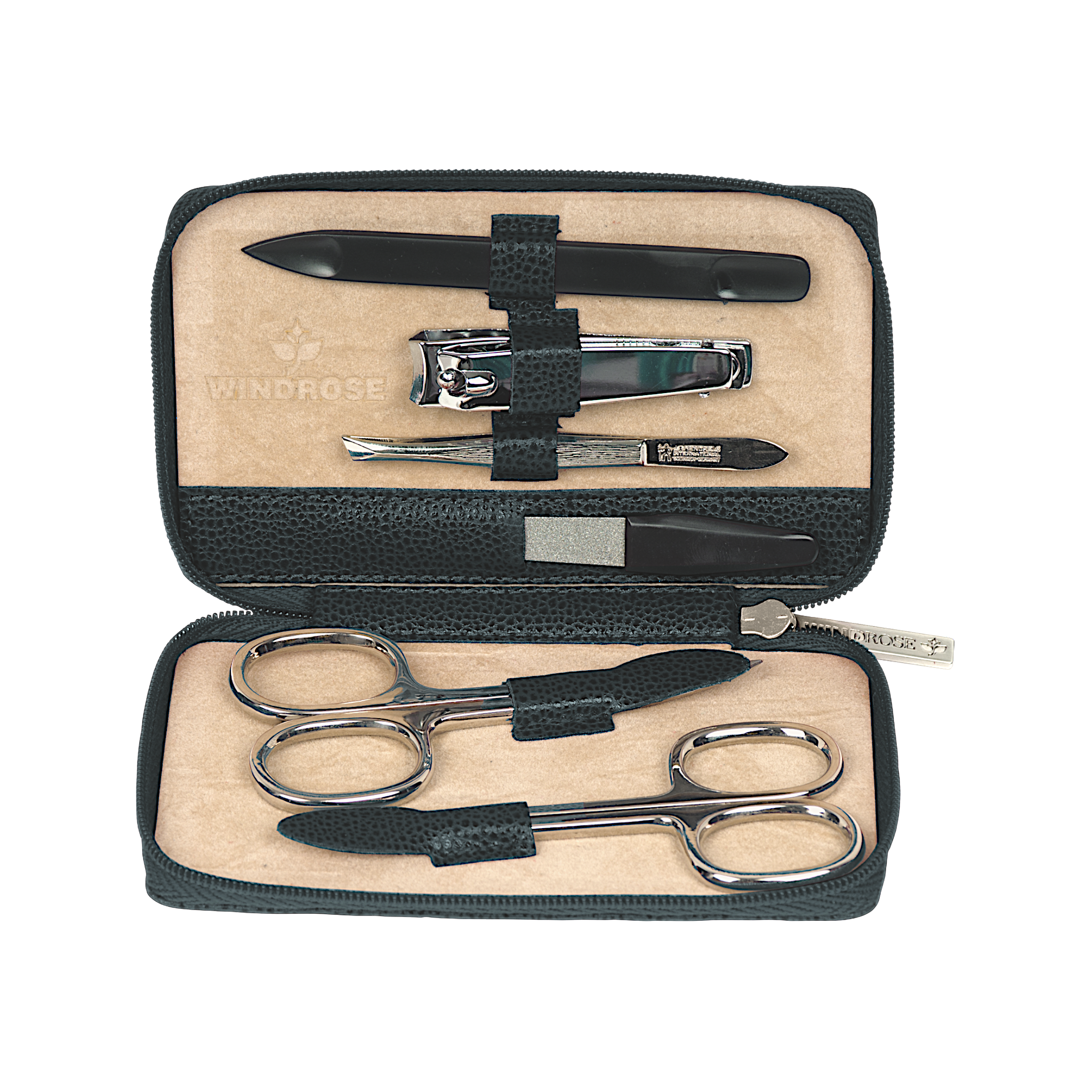 6-teilig Maniküretui beluga / schwarz (Leder) 