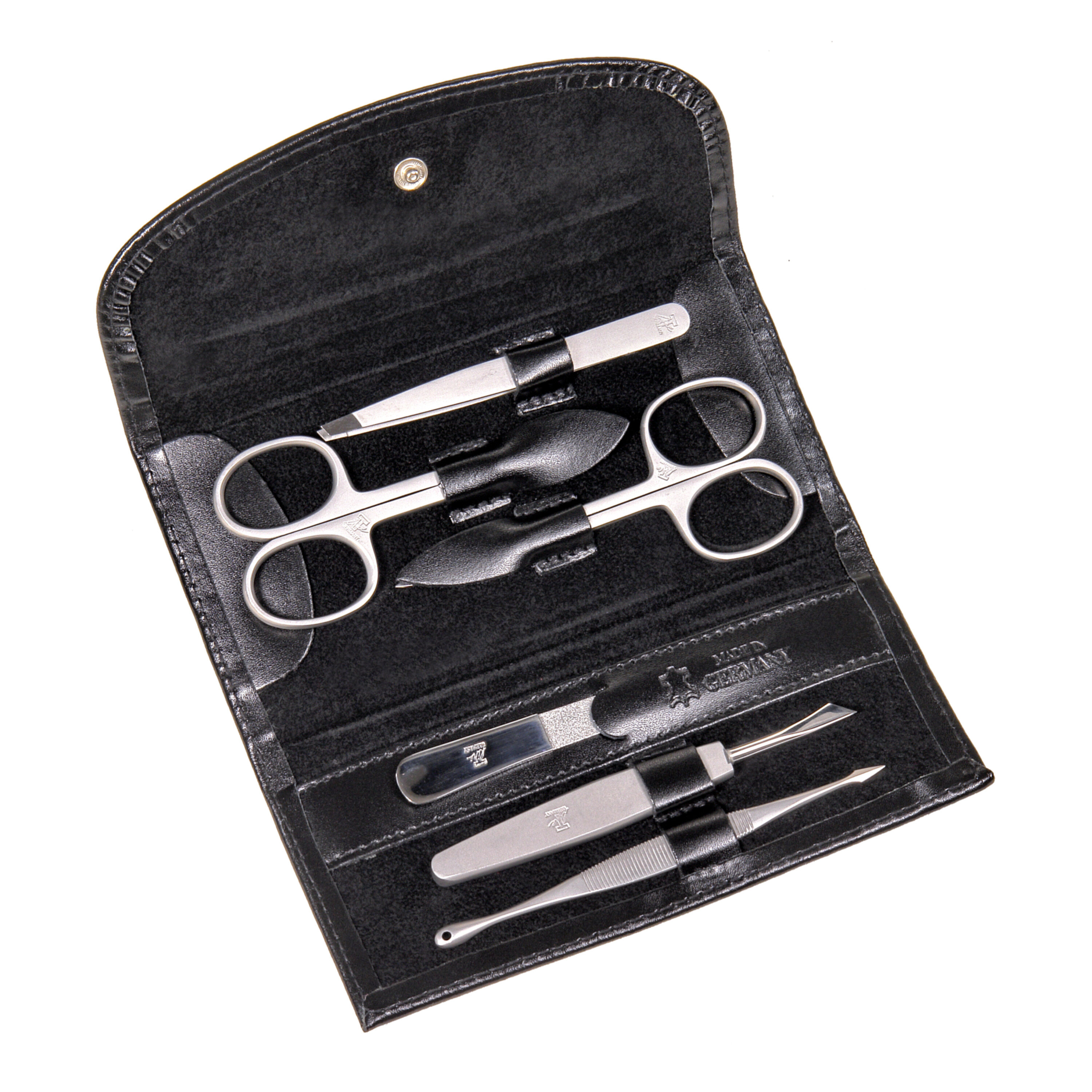 6-piece manicure case Manicure set / black (leather) 