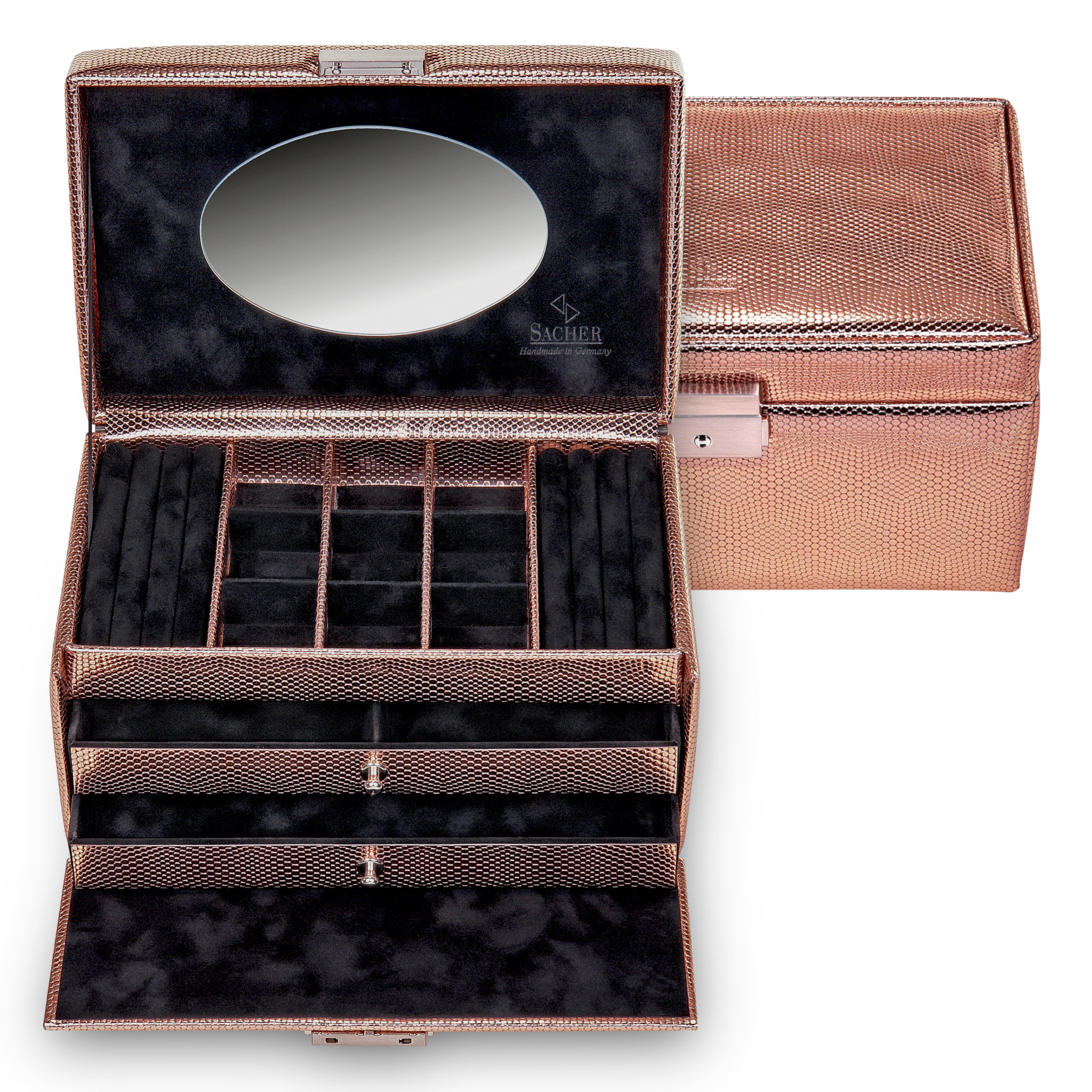 Jewellery box Elly lagarto / rose gold