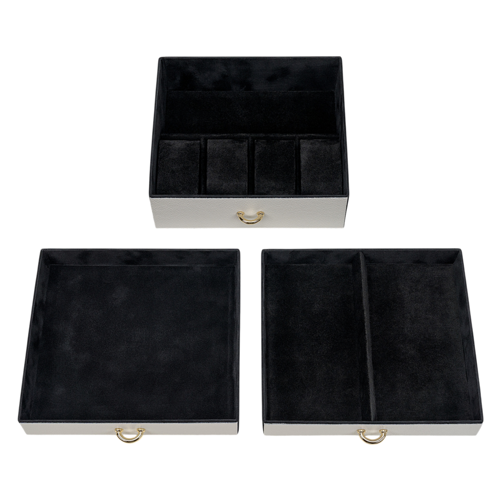 Schmuckkasten Lisa granello / weiß (Vollrindleder) 