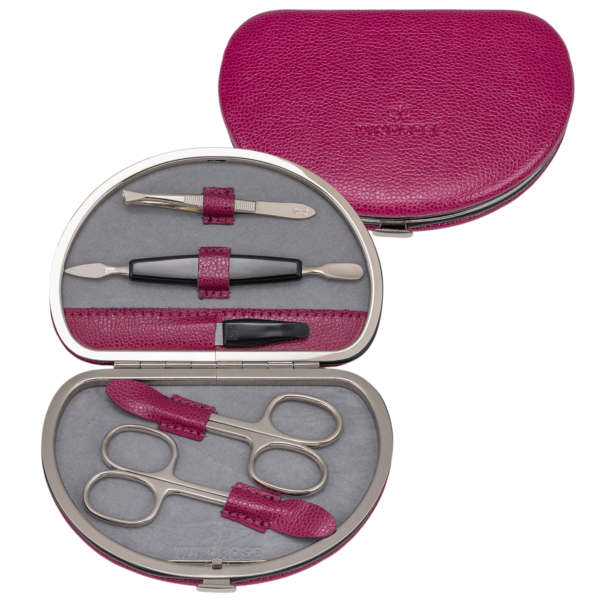 5-teilig Maniküretui beluga / beere (Leder) 