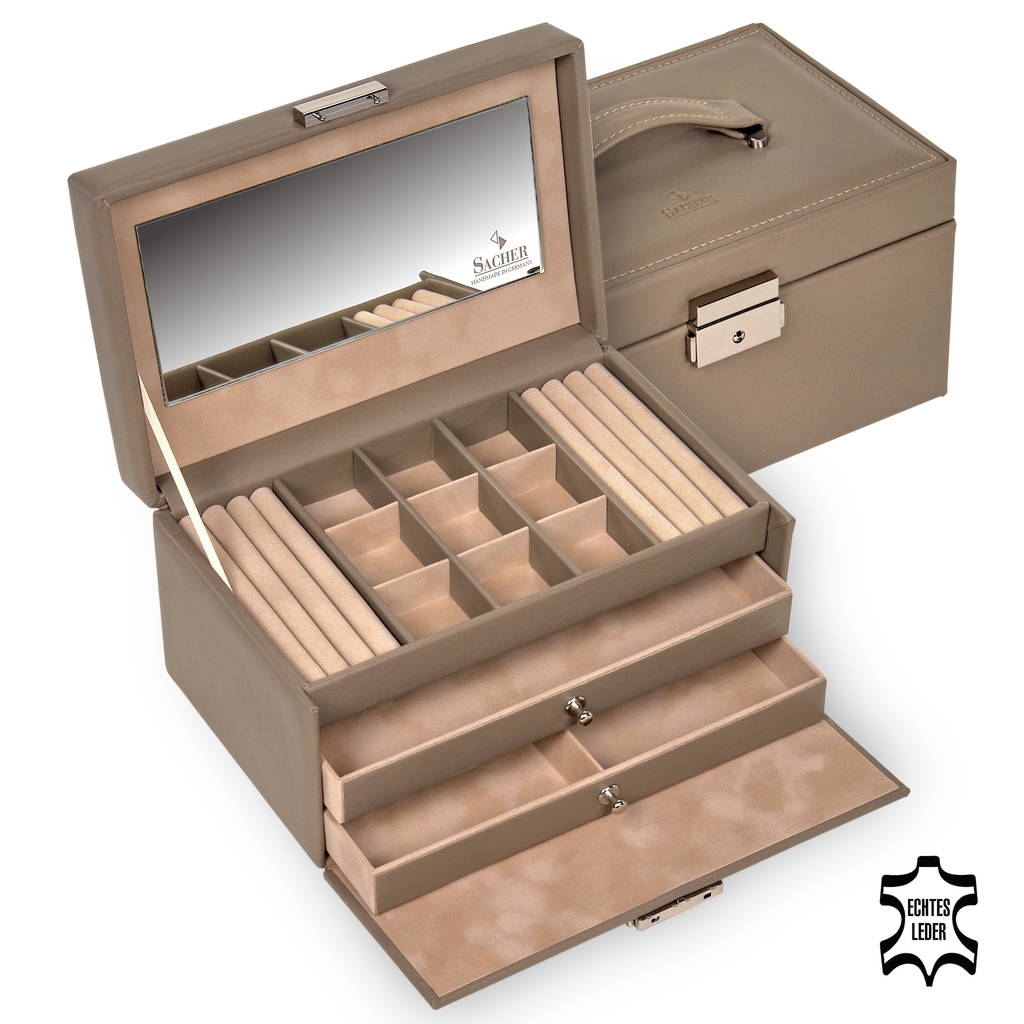 Jewellery box Elly nature / taupe (leather) 