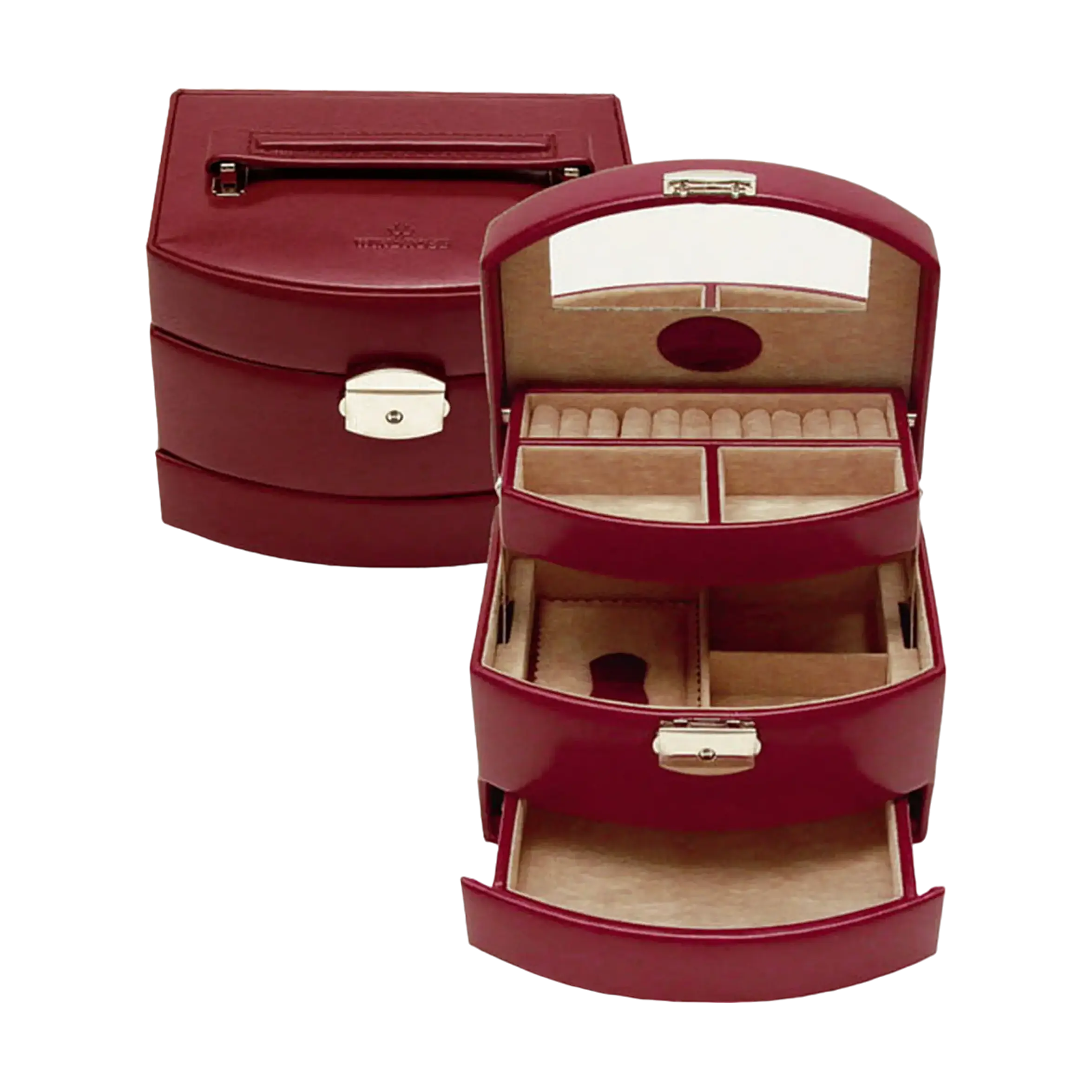 Automatic jewellery case Merino / red