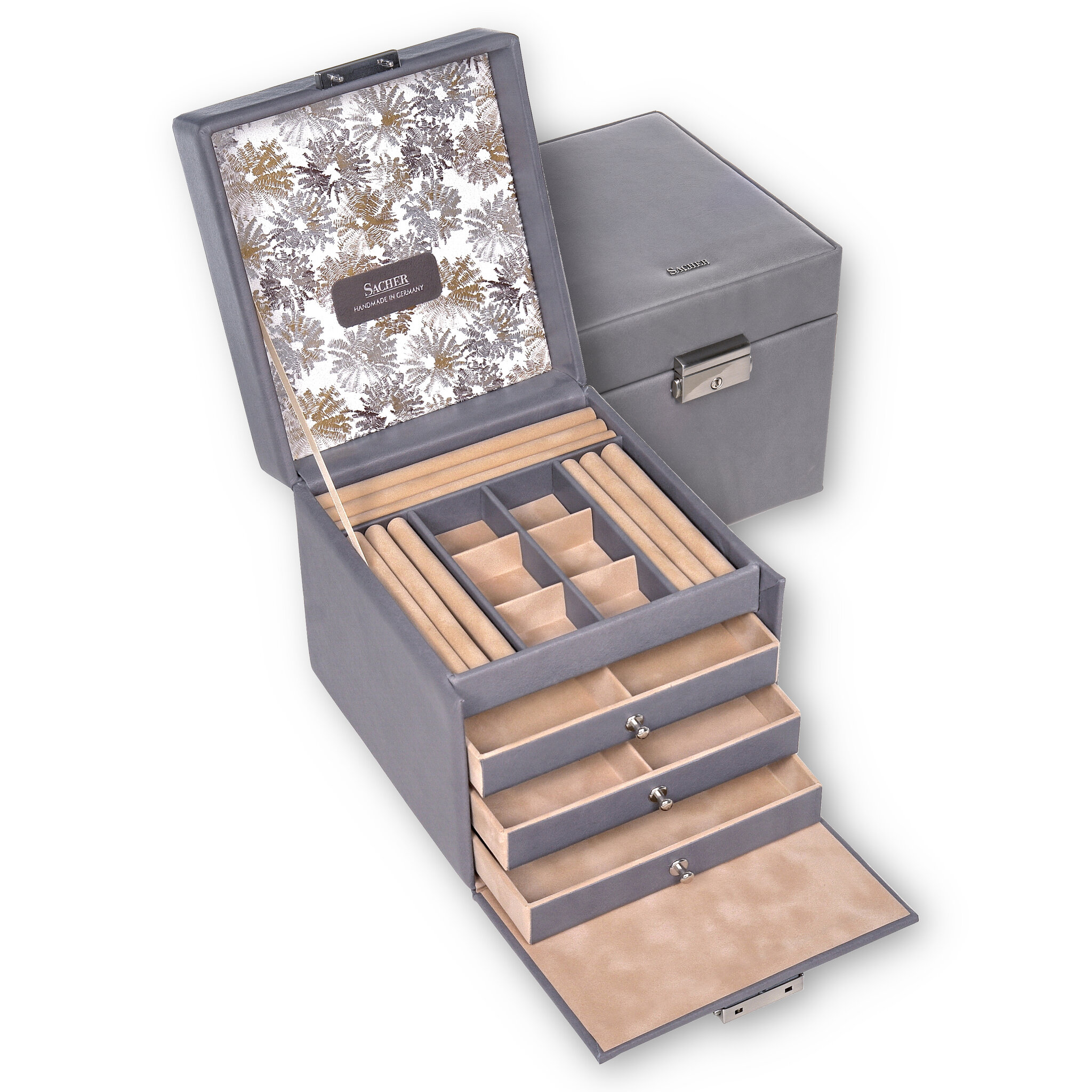 Jewellery box Evita fleur venice / grey (leather) 