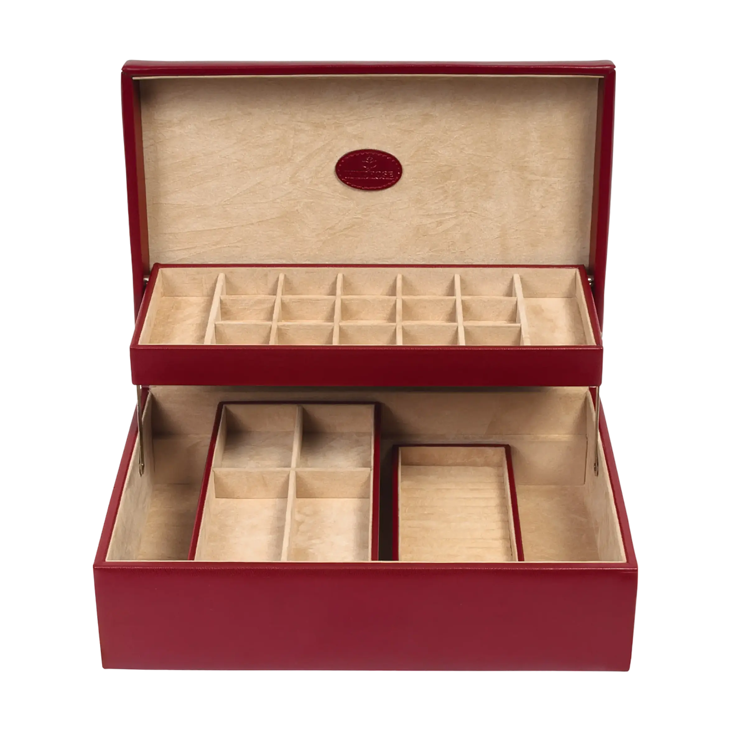 Charm box with 2 removable inserts Merino / red