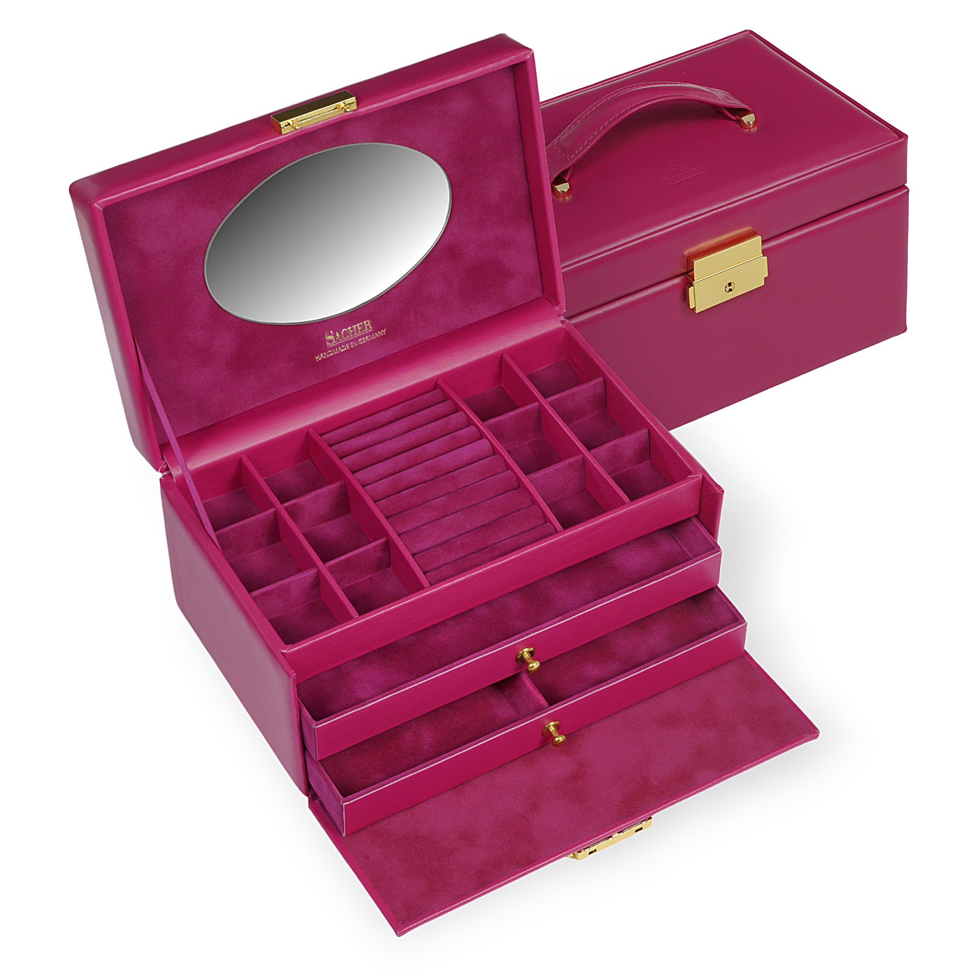 Emma colisimo jewellery box / pink (full cowhide) 