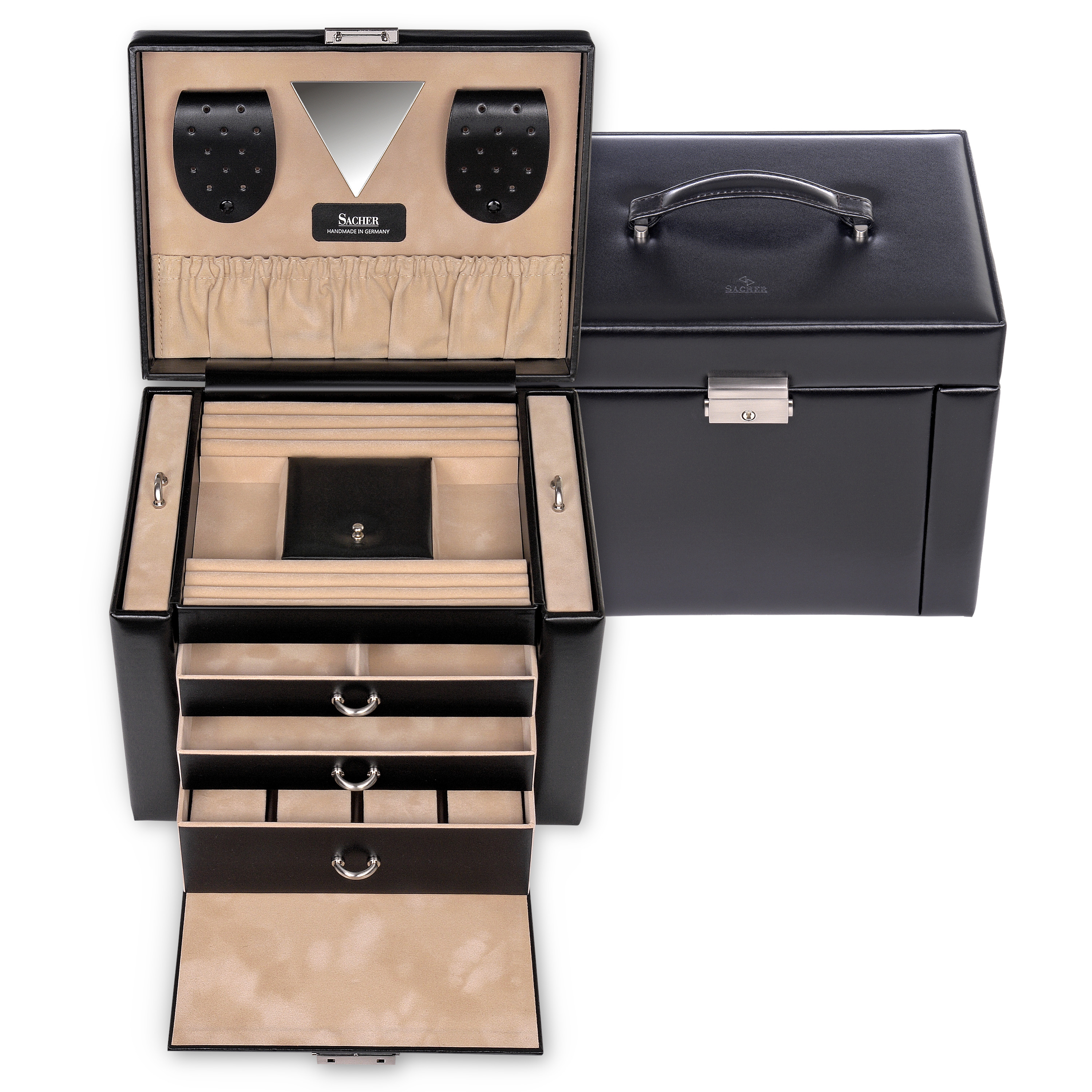 Jewellery box Maxima new classic / black (leather) 